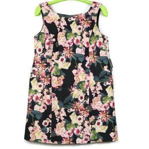 Adrianna Papell Scuba Sheath Dress Black Pink‎ Floral Stretch 20W